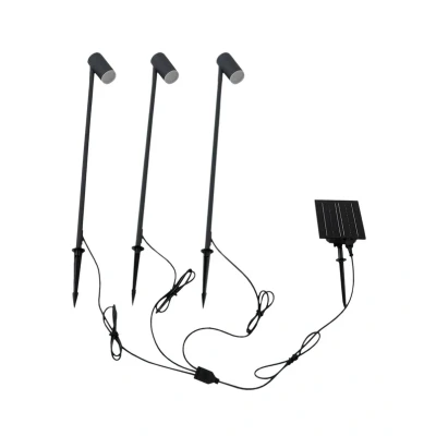 Abbildung von Lindby LED Solarleuchte Myric, 3er Set, schwarz, Alu, 3.000K