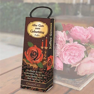 Abbildung von Kaffeebox Alles Gute zum Geburtstag als Geschenk für Kaffeeliebhaber und Kaffeegenießer. Geschenkidee mit Kaffee Geburtstagsgeschenk die Kaffeetasse