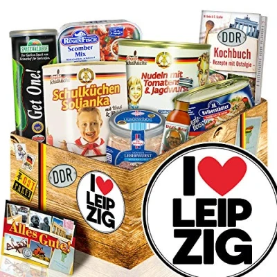 Abbildung von I love Leipzig Ostpaket Geschenk Ostprodukte DDR