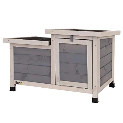 Abbildung von lionto Kleintierstall aus Holz, wetterfest, 70 x 43 45 cm, grau