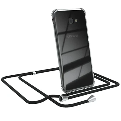 Abbildung von EAZY CASE Handykette kompatibel mit Samsung Galaxy J4 Plus Handyhülle Umhängeband, Handykordel Schutzhülle, Silikonhülle, Hülle Band, Stylische Kette für Smartphone, Schwarz