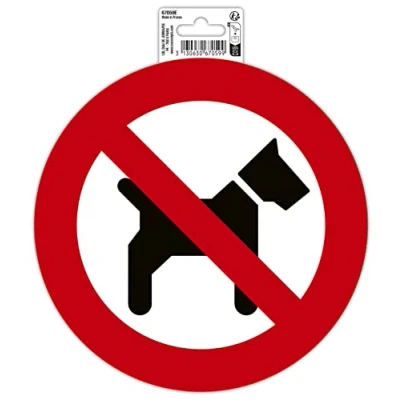 Abbildung von Exacompta 67059E Hunde verboten Klebeschild Ø20cm Rot Weiß aus UV beständigem PVC Hinweisschild Schilder Warnhinweis Sticker Aufkleber Türschild