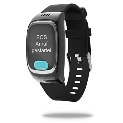 Abbildung von one button phone Notrufuhr mit GPS Ortung und Telefonfunktion, SOS Knopf für Senioren Smartwatch