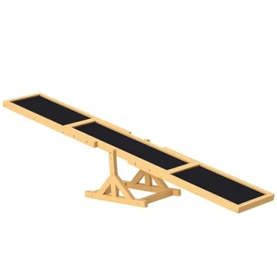 Abbildung von PawHut Agility Hürde Hundewippe Rutschfest Hunde Agilitäts Rampe für unter 30 kg, Tannenholz, Wippe aus Holz (1 tlg) Balance, 180 x cm Gelb