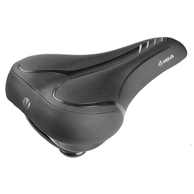 Abbildung von Velo Fit Townie City Sattel, Komfort Fahrradsattel, Toruingsattel, O Zone Base Cut, stoßabsorbierende Elastormerfederung, stabile 2 Komponentenschale, 270x180mm, schwarz