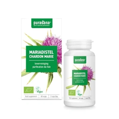 Abbildung von Purasana® Mariendistel Kapseln Bio Milchdistel Extrakt 60 mg Vcaps Hochdosiert &amp; Natürlich Unterstützt die Leberfunktion Verdauung Mit Silymarin