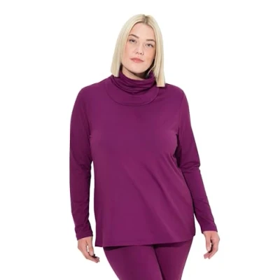 Abbildung von Ulla Popken Damen Ski Funktionsshirt, Schnelltrocknend, Loop, Langarm T Shirt, Beerenpink, 46 48 EU