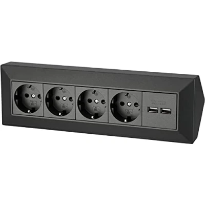 Abbildung von Steckdosenleiste 4 Fach, USB, Serie C1 anthrazit