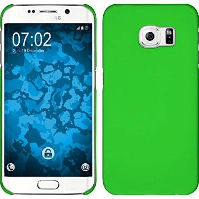 Abbildung von PhoneNatic case kompatibel mit Samsung Galaxy S6 Edge Hülle grün gummiert Hard + Flexible Folie