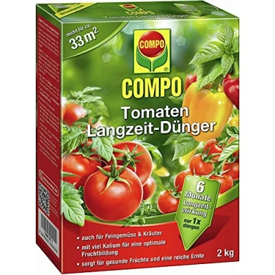 Abbildung von COMPO Tomaten Langzeit Dünger für alle Arten von Tomaten, 6 Monate Langzeitwirkung, 2 kg, 33m²