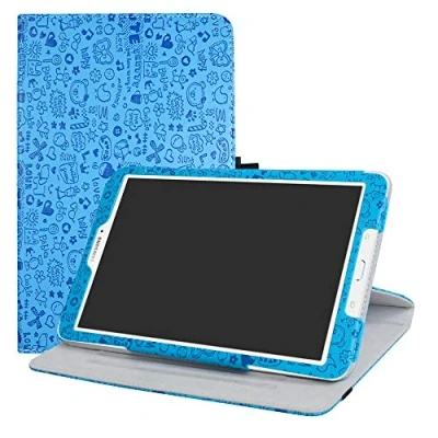 Abbildung von LFDZ Schutzhülle für Galaxy Tab E 9,6 T560 (9,6 Zoll), 360 Grad drehbar, PU Leder, mit niedlichem Muster, Samsung SM / T561 T565 Zoll Tablet, Blau