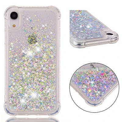Abbildung von KBIKO zxl Kompatibel mit iPhone XR Hülle, [Silver Back] Mädchen Glitzern Handyhülle Hülle Ringständer, Cover Silikon Flüssigkeit Clear Schutzhülle für 6.1 Zoll.Silver1 YBL
