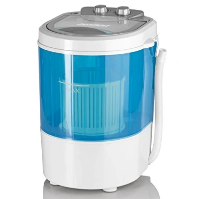 Abbildung von EASYmaxx Mini Waschmaschine ideal zum Waschen unterwegs Kompakte mit Wasch und Schleudertimer, bis 3kg Wäsche Leicht zu verstauen transportieren, für Camping Reisen