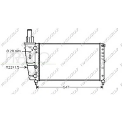 Abbildung von PRASCO FT132R003 Kühler, Motorkühlung Aluminium 578 322 23 Kühlrippen mechanisch gefügt FIAT: Punto I Schrägheck, Cabrio, LANCIA: Y