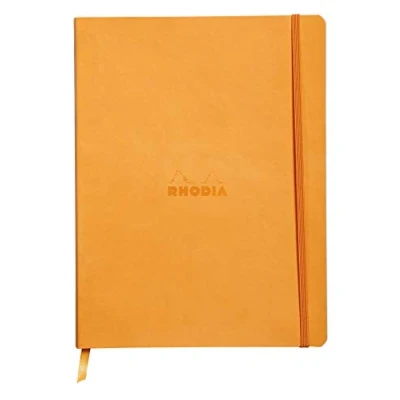 Abbildung von Rhodia 117565C Notizheft Rhodiarama mit weichem Umschlag, dot grid, 80 Blatt, 90 g elfenbeinfarbenes Papier, 190 x 250 mm, Lesezeichen, Innentasche,1 Stück,orange
