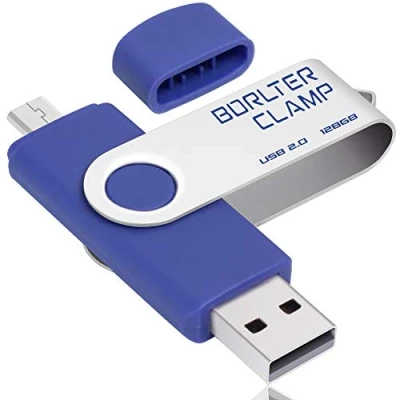Abbildung von 128GB Dual Port USB Flash Laufwerk OTG Stick Speicherstick mit Micro Anschluss für Android Smartphone Tablets &amp; Computer (Blau)