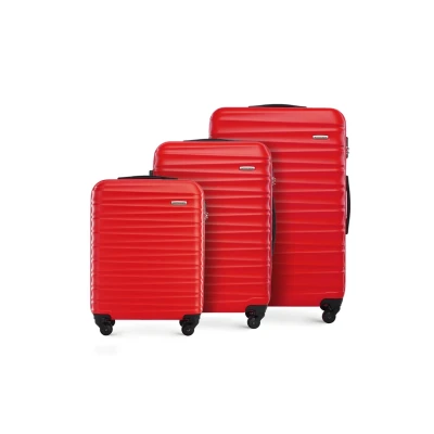 Abbildung von WITTCHEN Reisekoffer 3er Koffer Set Rollkoffer Trolley Handgepäck Hartschale aus ABS mit 4 Spinner Rollen Zahlenschloss Teleskopgriff Groove Line Rot