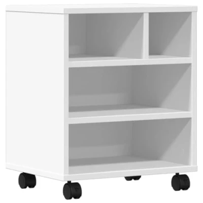 Abbildung von vidaXL Druckerständer, Druckerhalter mit Rollen, Druckertisch Druckerwagen für Büro Zuhause, Rollwagen Büroschrank Beistelltisch, Weiß