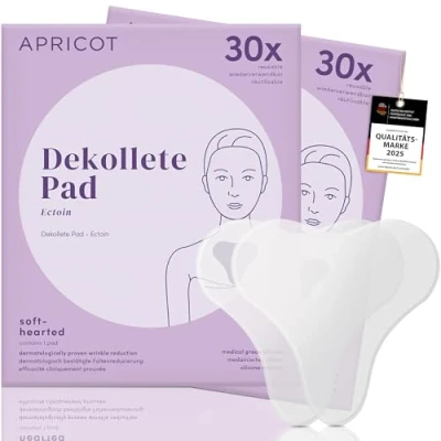 Abbildung von APRICOT 2x Dekollete Pad Antifalten aus medizinischem Silikon mit Ectoin Bis zu 60x Wiederverwendbar, Dermatologisch getestet, Vegan &amp; Tierversuchsfrei Anti Falten