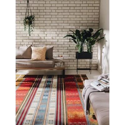 Abbildung von benuta Nest Teppich Artis Kunstfaser Outdoor geeignet Rechteckig &amp; im Style: Abstrakt, Boho Style Pflegeleicht für Esszimmer Küche Outdoor/Terrasse, Multicolor, 80x165 cm