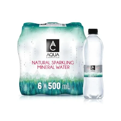 Abbildung von AQUA CARPATICA 500ml x 6 Naturally Sparkling Sprudel Natürliches Mineralwasser, Natriumarm, Nitratfrei, Mit Natürlichen Elektrolyten, Calcium und Magnesium, Natürlich prickelnd, 100% Recycelbar