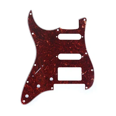 Abbildung von Musiclily 11 Löcher HSS Moderner Stil Strat Pickguard Gitarren Schlagbrett für Linkshändig Fender American/Mexican Standard Stratocaster Modern Style mit Floyd Rose Steg Cut,4 lagig Vintage Tortoise