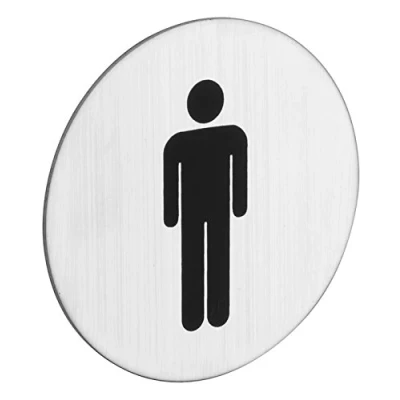 Abbildung von ROSTEX Edelstahl WC Schild Herren Toilette Rund Piktogramm selbstklebend kreisrund