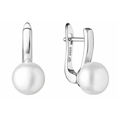 Abbildung von Gaura Pearls Perlenohrringe Casual weiß rund 9 9.5 mm, echte Süßwasserzuchtperle, 925er rhodiniertes Silber