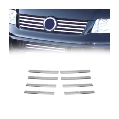 Abbildung von OMAC Kühlergrill Leisten Grillleisten kompatibel mit VW Transporter T5 2003 2010 Chrom Silber 8x