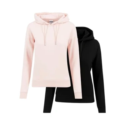 Abbildung von Urban Classics Damen PP1524 Ladies Hoody 2 Pack Kapuzenpullover, Black+pink, XS