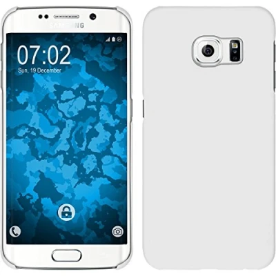 Abbildung von PhoneNatic case kompatibel mit Samsung Galaxy S6 Edge Hülle weiß gummiert Hard + flexible Folie