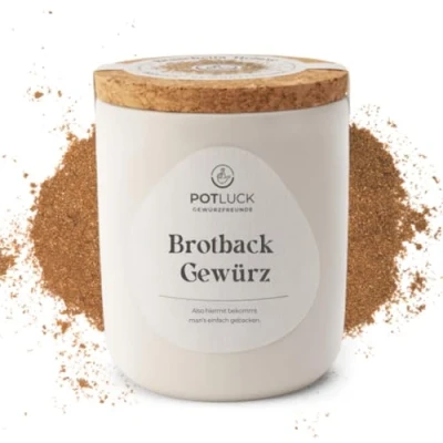 Abbildung von POTLUCK Brotback Gewürz Gewürzmischung im Keramiktopf 50g Vegan, glutenfrei und mit natürlichen Inhaltsstoffen