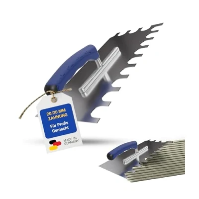 Abbildung von Karl Dahm® Softgriff Zahnkelle 20/20 mm Profi Glättekelle Rostfreier Edelstahl Ergonomischer Griff Ermüdungsfreies Arbeiten Made in Germany 11638