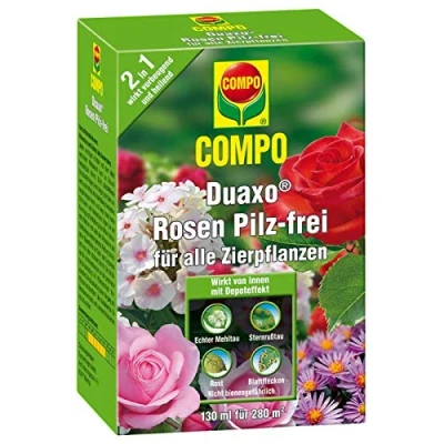 Abbildung von Compo Duaxo Rosen Pilz Frei, Bekämpfung von Pilzkrankheiten an Allen Zierpflanzen, Konzentrat inkl. Messbecher, 260 ml