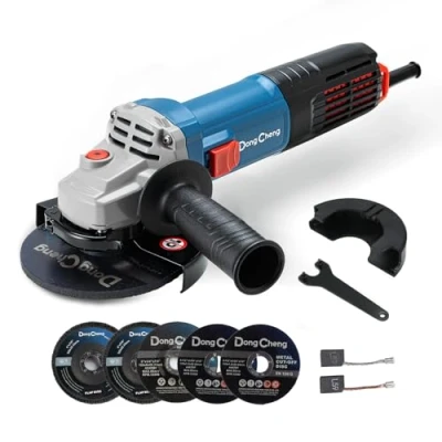 Abbildung von DongCheng Winkelschleifer 1100W, 125mm, Leerlaufdrehzahl:11.800min 1, Schnellverschlussabdeckung, Zusatzhandgriff ，mit 2 Schleifscheiben, Fächerschleifscheiben, Trennscheiben
