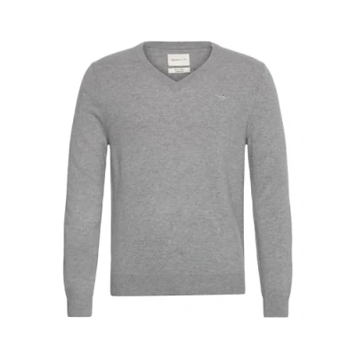 Abbildung von GANT Herren Extrafine Lambswool V Neck Pullover, Grey Melange, XL