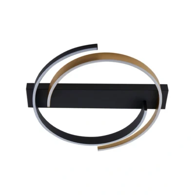 Abbildung von Lucande LED Deckenleuchte Natsuma, schwarz/gold, Ø50 cm
