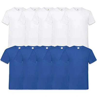 Abbildung von Fruit of the Loom 10 T Shirts V Neck M L XL XXL 3XL 4XL 5XL Ausschnitt Diverse Farben HL Kauf (2XL, 5Weiß5Royal)