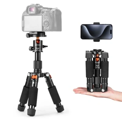 Abbildung von K&amp;F Concept Mini Stativ,kompaktes Kamera Stativ mit 360 Kugelkopf,52 cm Desktop Stativ,Tischstativ Handyhalterung, Tripod für Canon g7x/Sony/Nikon/Fujifilm,Max Belastung bis 6kg,S225A1+BH 25