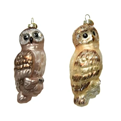 Abbildung von Kaemingk Christbaumschmuck Glas Eule 1 Stück Sortiert 13cm Weihnachtskugeln Tiere Waldtiere braun oder Gold