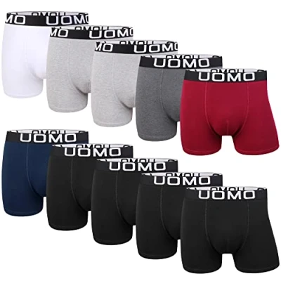 Abbildung von L&amp;K 10er Pack Herren Retroshorts Boxershorts Baumwolle klassischen Unifarben Unterhose Mehrfarbig 1116 E M