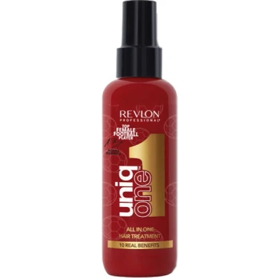 Abbildung von REVLON PROFESSIONAL UniqOne Hair Treatment Aitana Bonmatí Limited Edition, 150 ml, Leave in Haarkur für bessere Kämmbarkeit &amp; Glanz, Haarpflege ohne Ausspülen, Anti Frizz Spray mit Hitzeschutz, vegan