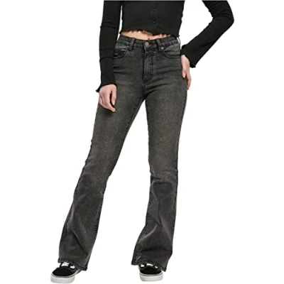 Abbildung von Urban Classics HIGH Waist Flared Jeans, Damen, Größe: 27, Black heavy acid washed