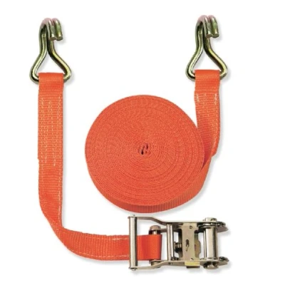Abbildung von Braun 1000 2 600+3040 Spanngurt 2000 daN, zweiteilig, für Profis und Privattransport, nach DIN EN 12195 2, Farbe orange, 6 m Länge, 35mm Bandreite mit Ratsche Strang Spitzhaken