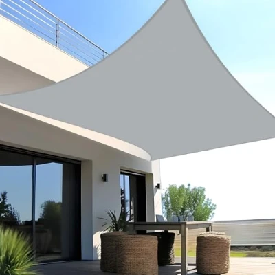 Abbildung von SUNNY GUARD Sonnensegel Wasserdicht 2x2m Rechteckig Sonnenschutz Wetterschutz Segel Baldachin UV Schutz für Balkon Terrasse Garten, Hellgrau