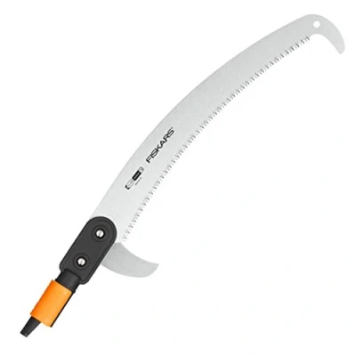 Abbildung von Fiskars Wertastungssäge für Arbeiten an weit entfernten Stellen, Werkzeugkopf, Länge: 55 cm, Gehärtetes Stahl Sägeblatt, Schwarz/Orange, QuikFit, 1000691