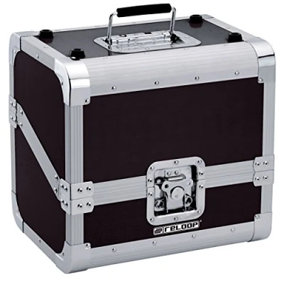 Abbildung von Reloop 80 Record Case Black klassisches Platten Case, Butterfly Verschlüsse, Schaumstoffpolsterung, einklappbarer Tragegriff, schwarz