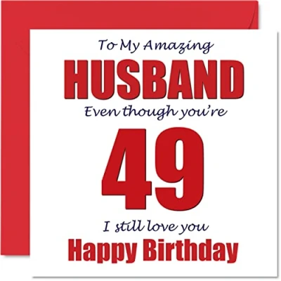 Abbildung von Lustige Geburtstagskarte zum 49. Geburtstag für Ehemann 49 I Still Love You Happy Karte von Ehefrau Partner vierzig Hubby Banter Geschenke 145 mm x Witz Humor Grußkarten