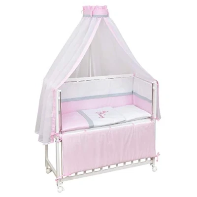 Abbildung von Baby Delux Beistellbett Babybett Princess, Stillbett 90x40 weiß höhenverstellbar, Matratze inkl. komplett Set