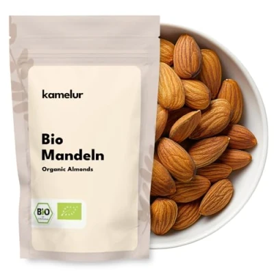 Abbildung von Kamelur 1kg Spanische BIO Mandeln natur ganze geschälte mit Haut und ohne Zusätze